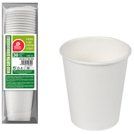 Pack de 30 Gobelets en Carton Blanc 120cc Best Products Vert (1/3)