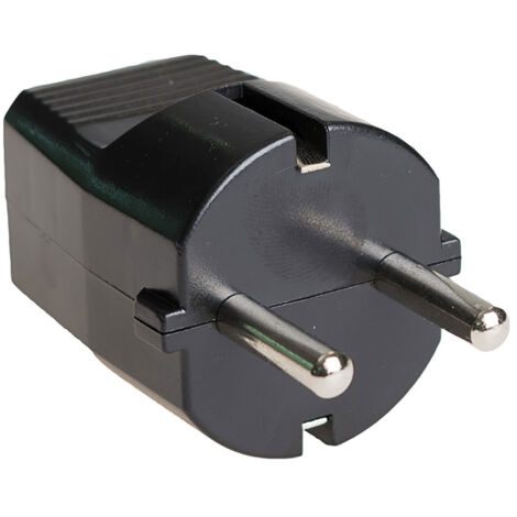Fiche bipolaire avec TT latéral 10/16A 250V noir (1/2)