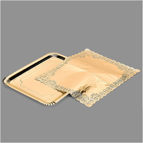 Sac avec 1 Plateau Rectangulaire en Tissu Doré 31x38cm (1/3)