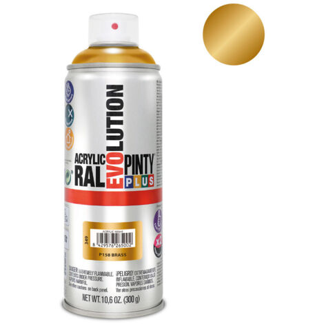 Peinture en aérosol 520cc laiton brillant – Acrylique ultra-rapide – Fini lisse et uniforme – Adhère à toutes surfaces – Pintyplus