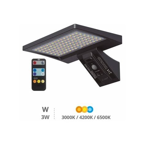 Applique solaire LED Ganda avec détecteur de mouvement et crépusculaire 8W 3000 - 4200 - 6000K