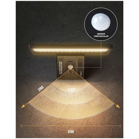 Applique solaire LED Ganda avec détecteur de mouvement et crépusculaire 8W 3000 - 4200 - 6000K