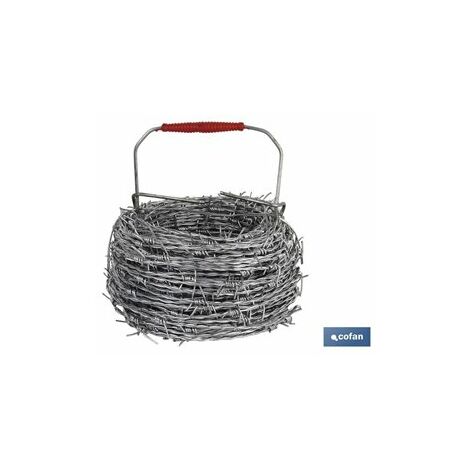 Cofan – Fil de fer barbelé galvanisé 1,7 mm x 50 m – Haute résistance – Distance entre nœuds 12 cm – Sécurise les propriétés contre les intrus (1/3)