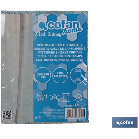 Rideau de douche en polyester Sidney 220x200