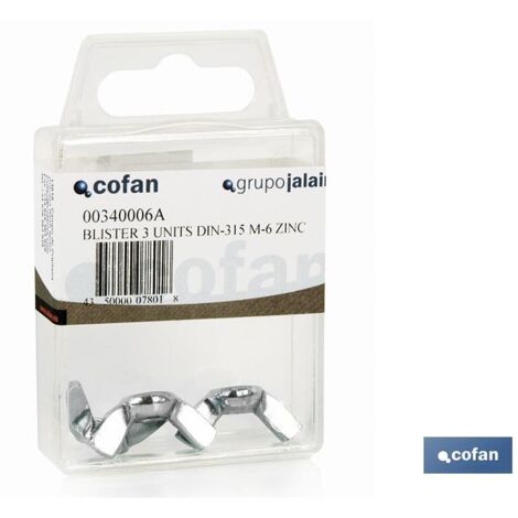 Écrous à oreilles DIN 315 M8 en zinc blister de 2 pièces. (1/3)