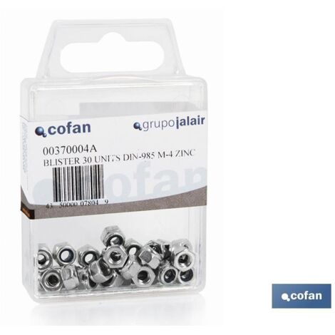 Écrous hexagonaux autobloquants en nylon DIN 985 M6 en zinc blister de 6 unités. (1/3)