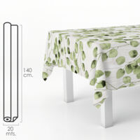 Nappe anti-taches Rouleau de toile cirée 140 cm. x 20 mètres. Feuilles vertes