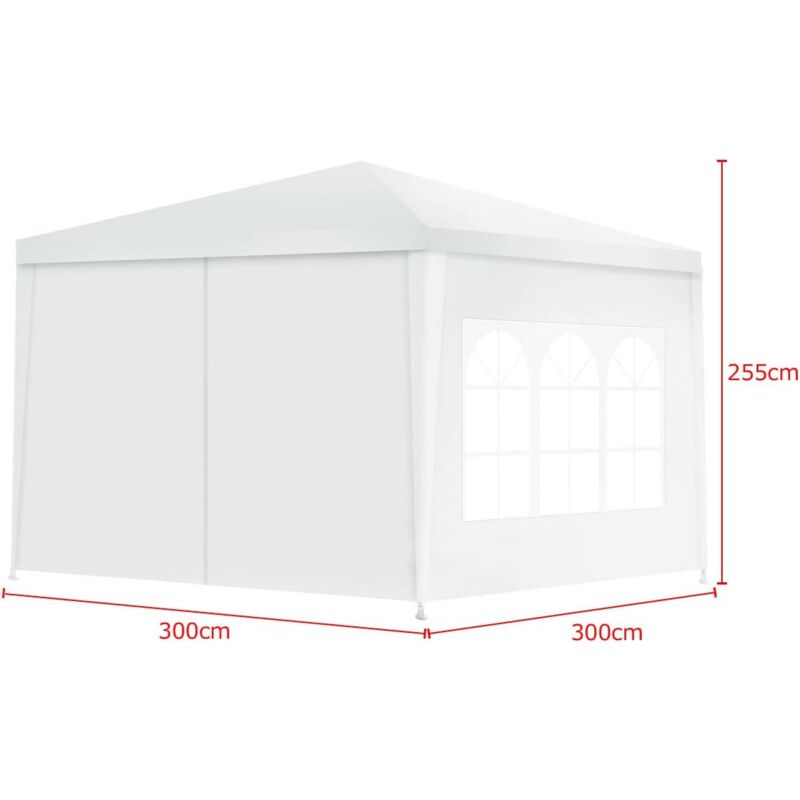 Tonnelle De Jardin Pliante GOPLUS 3x3 M - Avec Paroi Latérale, Sac De Sable, Roulettes - Toile Oxford Argentée - Hauteur Réglable 266-286 Cm