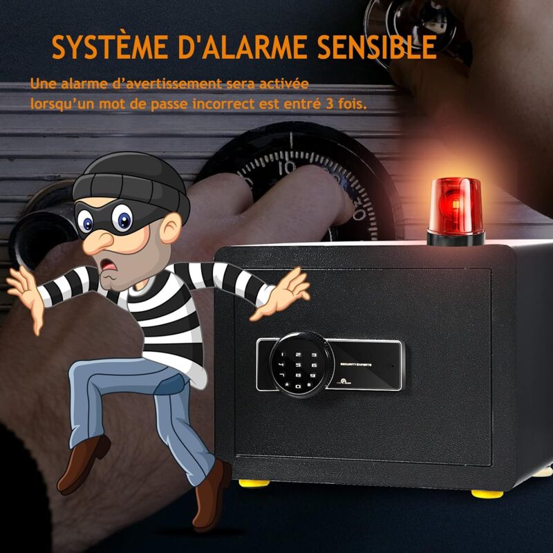 GOPLUS Coffre-Fort Acier Avec Serrure Électronique Et Alarme - 40x30x30cm Anti-Indiscrétion