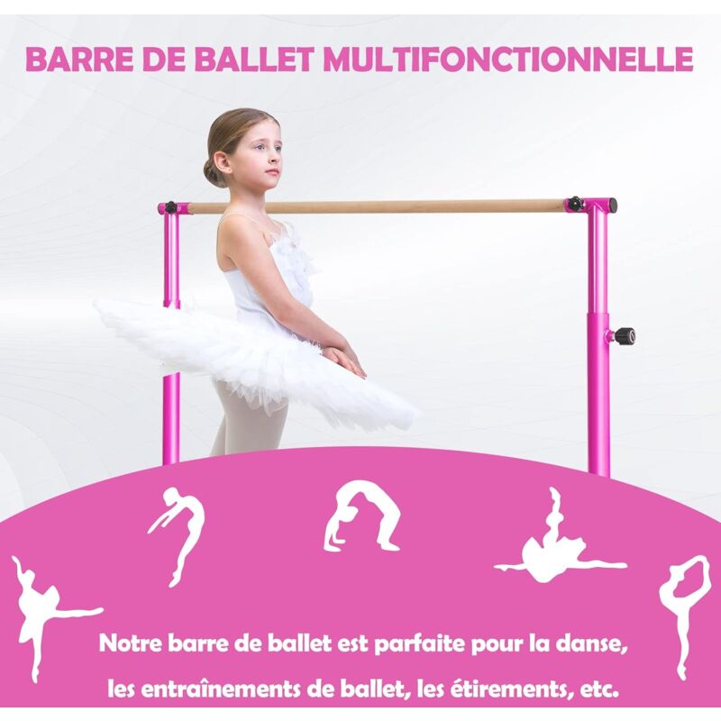 Aufun Barre de Danse Autoportante en Fer 121 cm, Barre de Danse réglable en  Hauteur, Barre de Danse pour Enfants et Adultes, Rose
