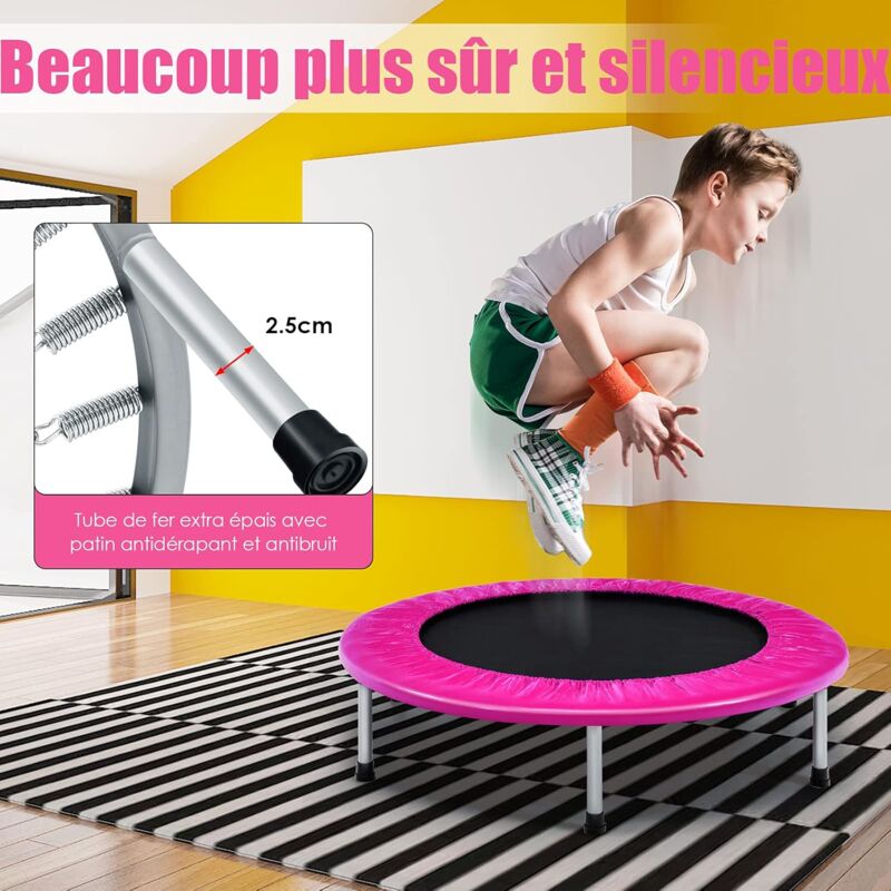 Trampoline avec poignée et coussin de sécurité hexagonal 122 cm