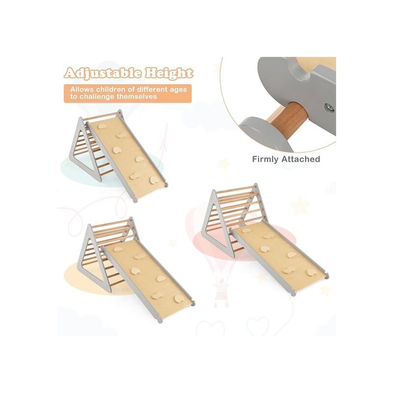 GOPLUS Arche D'Escalade Montessori 4 En 1 – Toboggan Réversible En Bois, Coussin Inclus, Charge 60 Kg – Dès 1 An