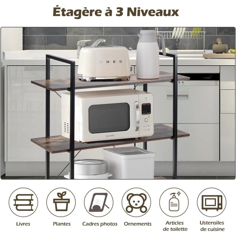 GOPLUS Meuble à Casier à 3 Niveaux-Bibliothèque avec 2 Étagères Réglables-Dispositif Anti-Basculement Inclus-50x30x75 CM Noir - Maison GOPLUS Meuble à Casier à 3 Niveaux-Bibliothèque avec 2 Étagères Réglables-Dispositif Anti-Basculement Inclus-50x30x75 CM Noir - Maison