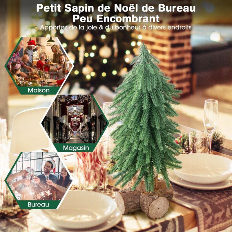 Lot De 2 Mini Sapins De Noël Artificiels Multifonctionnels Pour Décoration D'intérieur En PVC 20 Cm/30 Cm