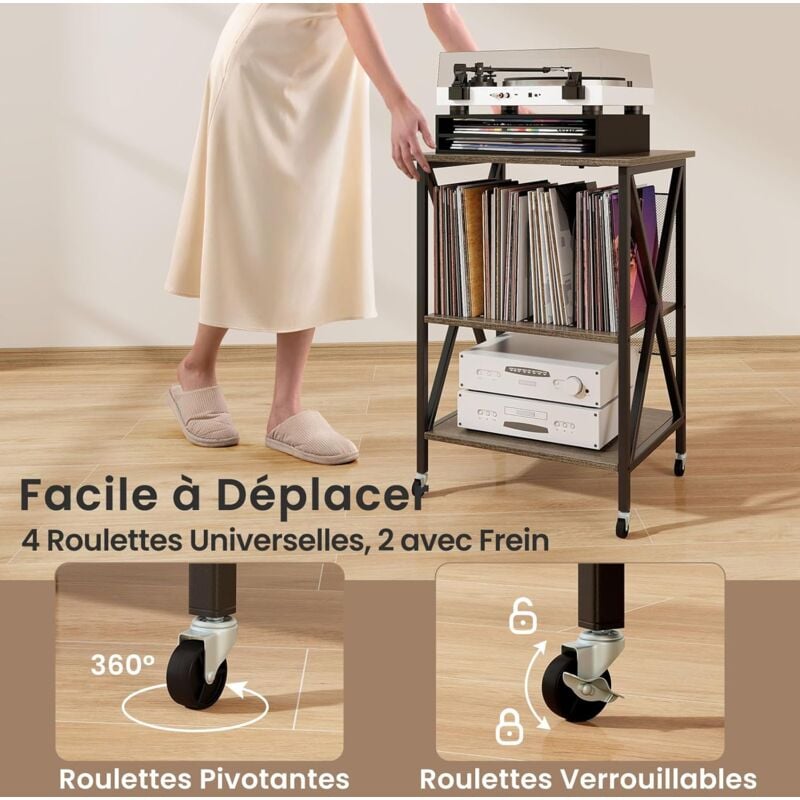 GOPLUS Meuble Platine Vinyle Avec Station De Recharge