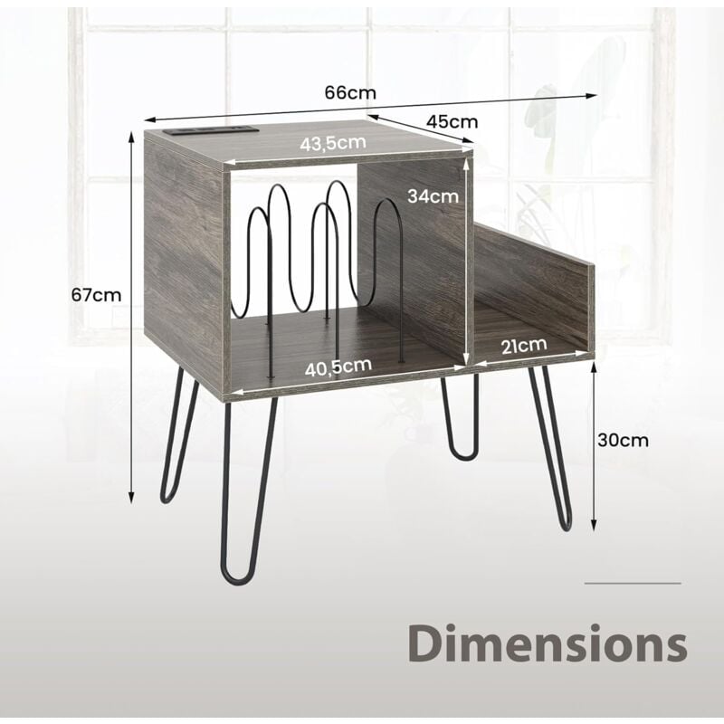 GOPLUS Meuble Vinyle à 3 Niveaux Pour Disques Vinyles, 100 X 40 X 74,5 CM