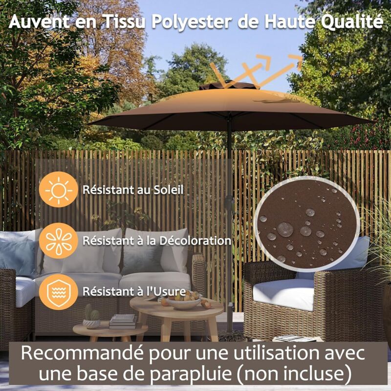 Parasol Jardin GOPLUS 2.8m Inclinable - Double Toit, Manivelle, Protection UV - Bleu