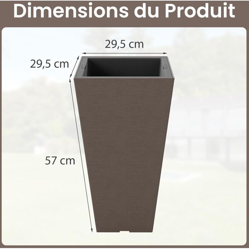 Pot à fleurs et plantes carré plastique 37 x 37 cm - Blanc