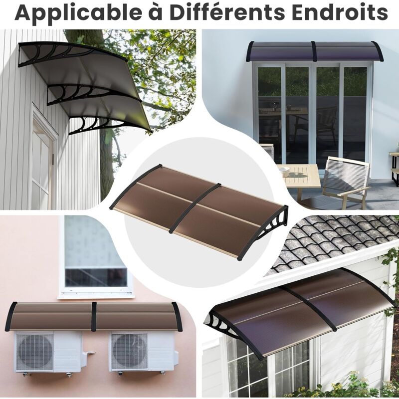 GOPLUS Auvent Porte D'Entree 153x99CM Avec Protection Solaire Resistant Au Vent Avec Panneau Revetu A Double Couche Et Support En Abs Capacite De Poids Max 20kg 84440001