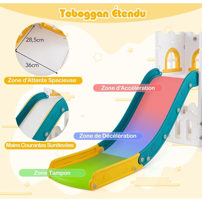 GOPLUS 3 en 1 Toboggan Enfant Plaible avec Panier de Basket et Échelle GOPLUS 3 en 1 Toboggan Enfant Plaible avec Panier de Basket et Échelle