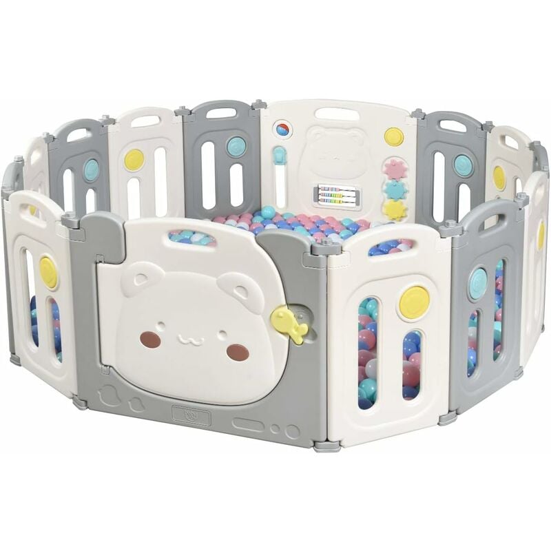 Goplus Parc Bebe Pliable En Hdpe Cologique Et Non Toxique Parc Enfant Modulable De Jeu Avec Porte Et Jeu Extensible Pour Enfants De 3 Mois A 6 Ans 12 Panneaux Porte