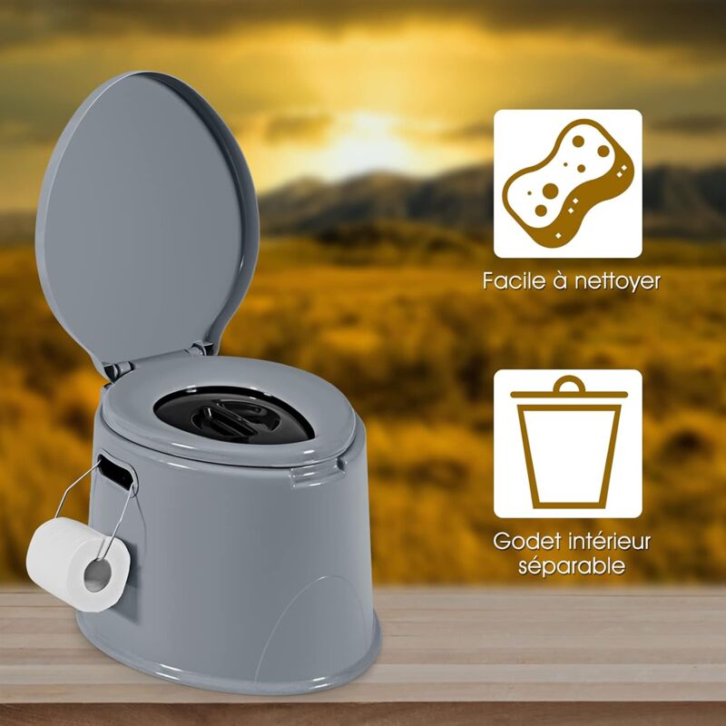 Siège De Toilette Portable Pour Seau 5 Gallons – Camping, Extérieur – Snap On – USA