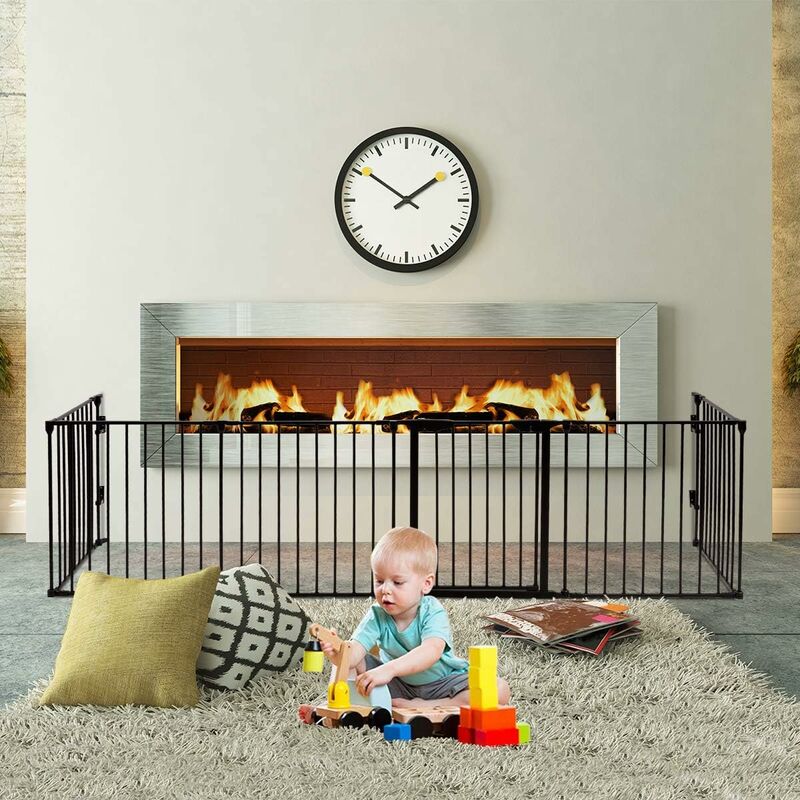 SWANEW Barrière de Sécurité pour bébé, Animaux Enfant Grille de Protection  Cheminée Pare-Feu de Cheminée