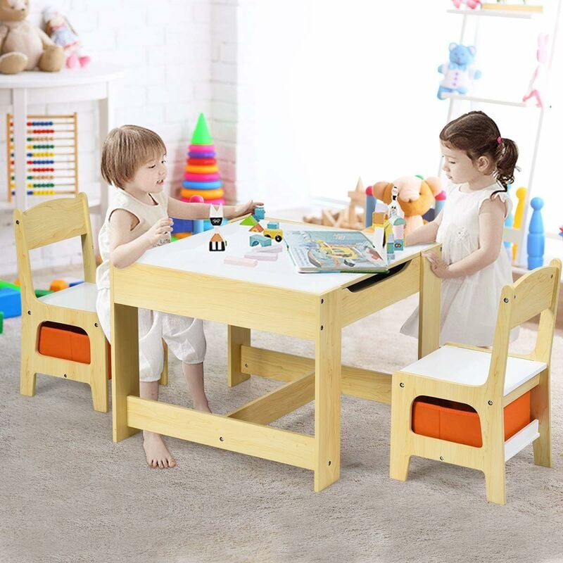 KiddyMoon Table Et Chaise pour Enfants Petit Bureau, Blanc