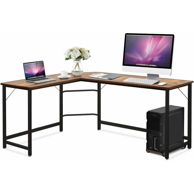 HOMCOM Bureau informatique mobile table ordinateur avec étagère de rangement  et clavier coulissant design moderne panneaux de particules et métal 60 x  48 x 73 cm noir