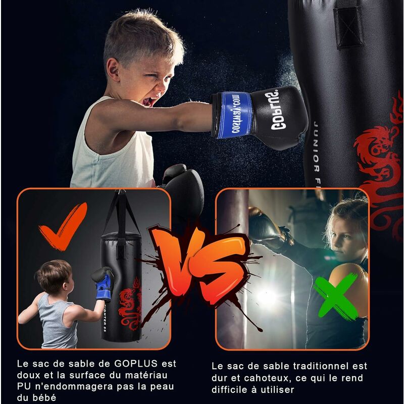 GOPLUS Sac de Frappe Enfant sur Pied, Hauteur Adjustable, Punching