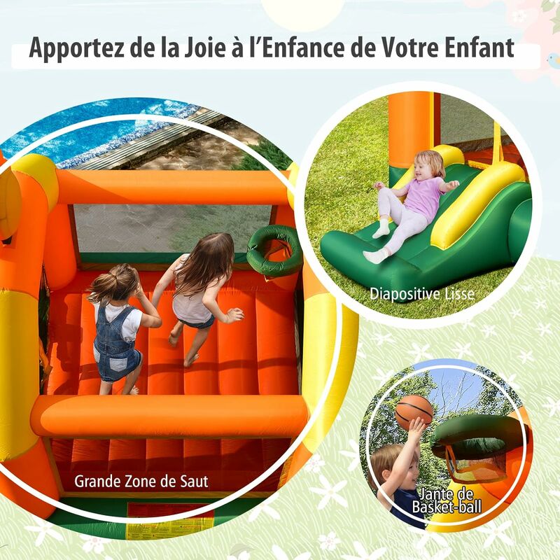 GOPLUS Aire de Jeu Château Gonflable Petit Éléphant avec Toboggan