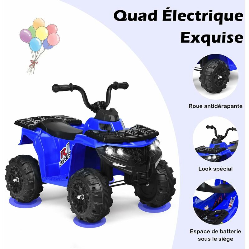 Quad Électrique pour Enfant GOPLUS - 2 Vitesses 2,8-5 km/h - Phare