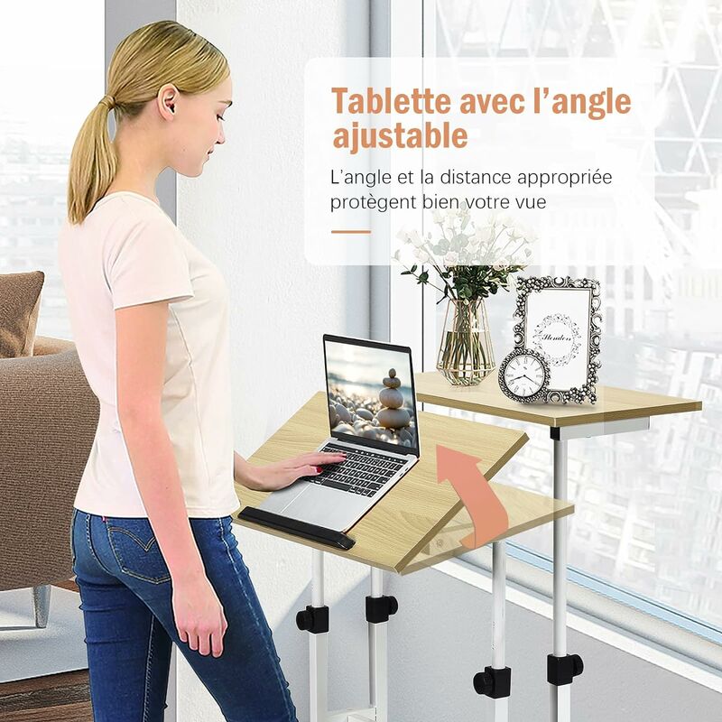 Bureau Assis Debout - HOMCOM - Réglable En Hauteur - 70 X 60 Cm - à