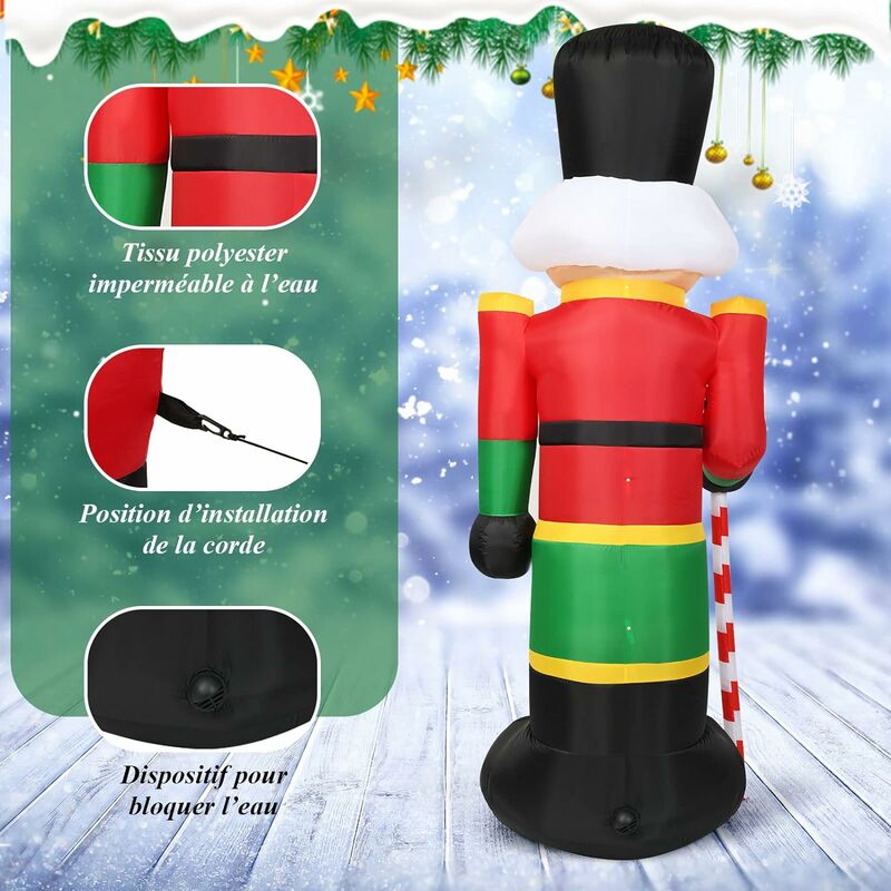 Gymax Casse-Noisette Soldat Lumineux H166CM, Décoration Noël Avec 100 LED Blanc Chaud, Intérieur Et Extérieur, Multicouleur - Maison
