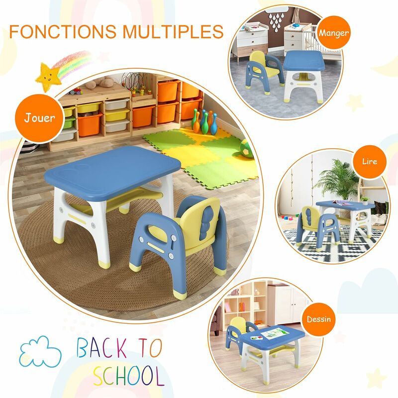 Table Enfant Avec Chaise En HDPE, 4 En 1 Table De Dessin Hauteur Réglable, Avec Tableau Blanc Inclinable Pour Maison Maternelle Garderie Bleu 97647630 Table Enfant Avec Chaise En HDPE, 4 En 1 Table De Dessin Hauteur Réglable, Avec Tableau Blanc Inclinable Pour Maison Maternelle Garderie Bleu 97647630