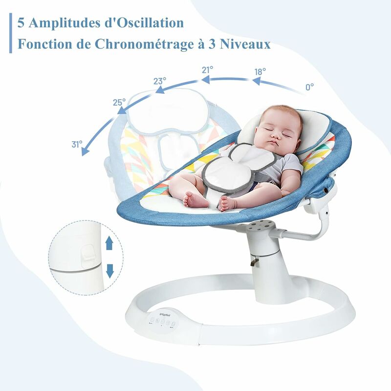 Transat automatique pliable électrique pour bébé avec moustiquaire chaise  haute berceau musique télécommande balancelle 65 x