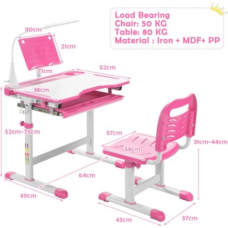 Bureau Enfant Ensemble Réglable En Hauteur, Table Et Chaise Pour Enfants Avec Étagère Multifonctionnelle, Bureau D'étude Pour Filles, Garçons, Ensemble Table Et Chaise D'étude ( Color : /Pink B , Size Bureau Enfant Ensemble Réglable En Hauteur, Table Et Chaise Pour Enfants Avec Étagère Multifonctionnelle, Bureau D'étude Pour Filles, Garçons, Ensemble Table Et Chaise D'étude ( Color : /Pink B , Size