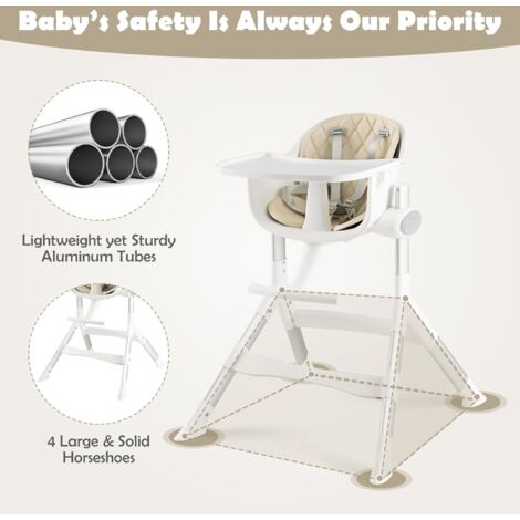 GOPLUS Chaise Haute Bu00e9bu00e9, Chaise Haute U00c9volutive 4 En 1 Pour 6 U00e0 36 Mois, Avec Plateau Amovible & Hauteur Ru00e9glable, Chaise D'Alimentation Pour