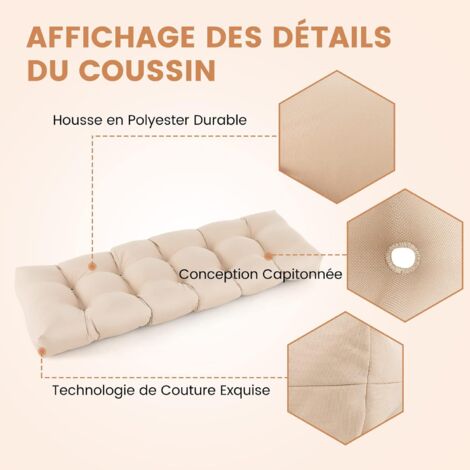 Coussin pour Banquette Jardin, Coussin Dossier pour Banc de Jardin Canapé,  Coussin Matelas Assise Dossier pour Banc de Jardin Balancelle Canapé 2  Places,Coussin Banquette ( Color : Kaki , Size : 59*39 : : Jardin