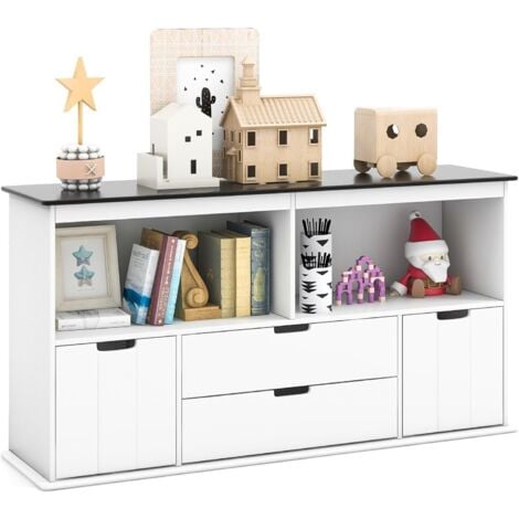 COSTWAY Meuble de Rangement Jouets pour Enfant - 2 bac, 2 tiroirs et 1  placard 110 x 32 x 66 (L x l x H) CM Gris - Cdiscount Puériculture & Eveil  bébé