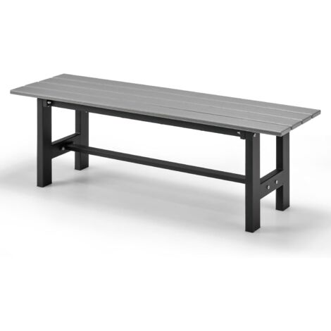 Goplus – Banc de jardin 2 personnes en HDPE résistant aux intempéries – Charge 300 kg – Cadre en métal – Dimensions 120x36x40,5 cm – Gris