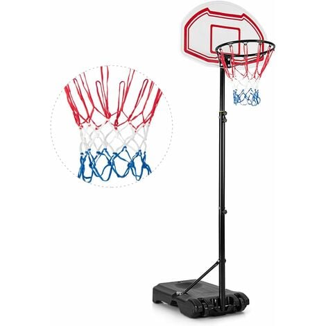Panier de Basket-ball Portable sur Pied avec Hauteur Réglable 158-218cm  Arceau Φ39cm et 2 Roues pour Intérieur/Extérieur - Costway