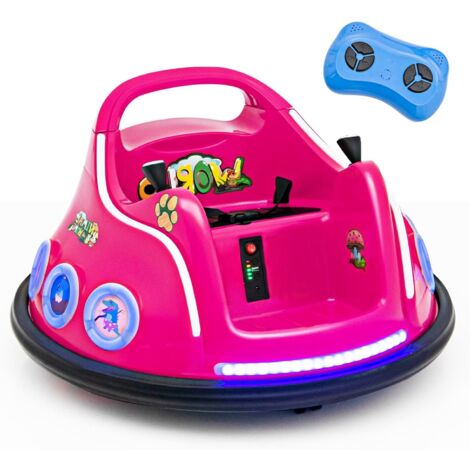 GOPLUS Auto-Tamponneuse Electrique 1,22 km/h à 360º avec Télécommande Parental, Voiture électrique Enfants 1 Place 12V avec Lumière, Musique,pour Enfants 3-8 Ans, 73 X 73 X 43 CM (Rose)