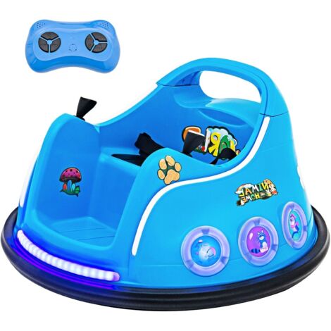 GOPLUS Auto-Tamponneuse Electrique 1,22 km/h à 360º avec Télécommande Parental, Voiture électrique Enfants 1 Place 12V avec Lumière, Musique,pour Enfants 3-8 Ans, 73 X 73 X 43 CM (Bleu)