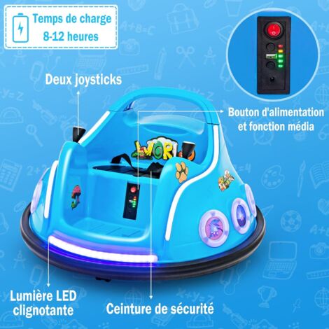Auto-tamponneuse Enfant 12V – 360° – Télécommande Parentale – Lumière Et Musique – 3-8 Ans