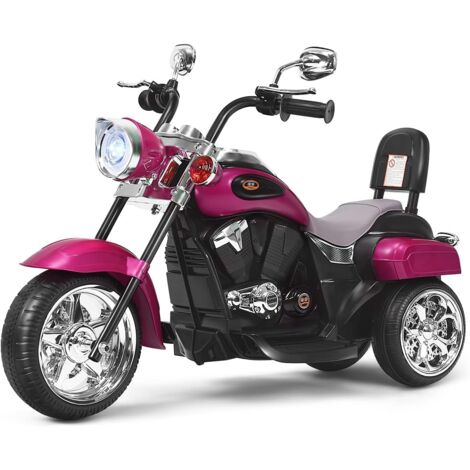 Goplus – Moto électrique 6V pour enfants – 3 roues – Vitesse 2,5-3 km/h – Charge 30 kg – Dimensions 91 x 48 x 64 cm – Rose foncé