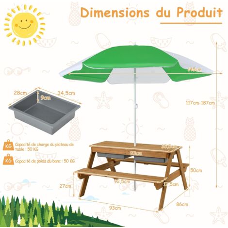 GOPLUS – Cuisine D’extérieur évolutive En Bois – Chariot Avec Roues, Parasol, Four, Rangement – Accessoires Inclus – Blanc – Dès 3 Ans