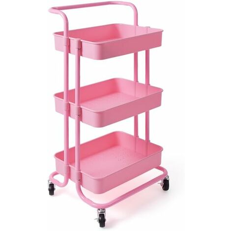 Goplus – Chariot de rangement 3 paniers ciselés – 4 roulettes universelles avec frein – Charge 20 kg par panier – Dimensions 42x35x87 cm – Structure ABS et fer (1/5)