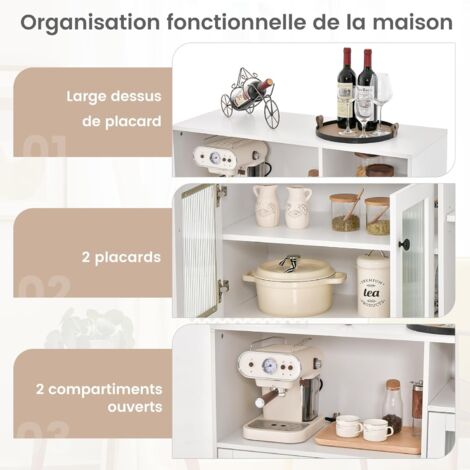 Buffet De Cuisine Ou Salon 90 Cm, Bois Naturel, 2 Tiroirs Et 3 Portes, étagères Réglables, Neuf