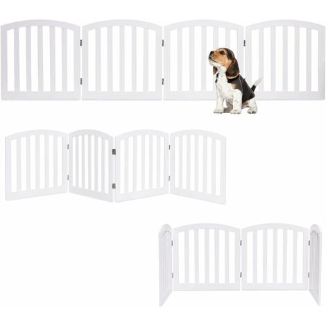 GOPLUS Barriere de Sécurité pour Animaux Domestiques en Haut Arqué, Tenir Librement, 61,5 x 61 x 1,5 CM par Pièce (4 pièces, Blanc) (1/5)